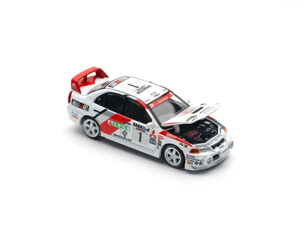 Pop Race 1/64 Mitsubishi Lancer Evolution IV Winner Rally De Catalunya 1997 White