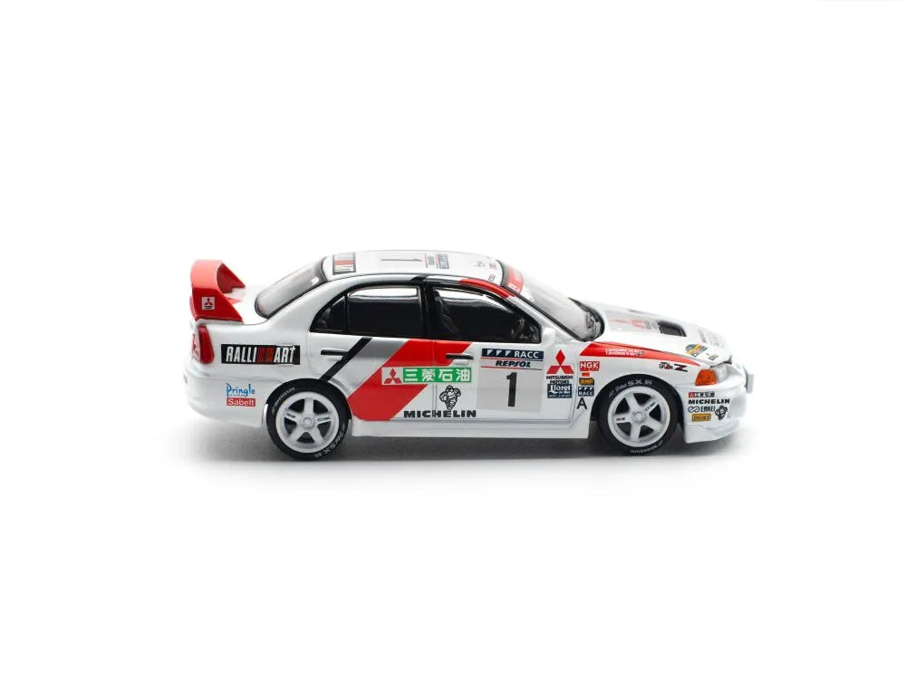 Pop Race 1/64 Mitsubishi Lancer Evolution IV Winner Rally De Catalunya 1997 White