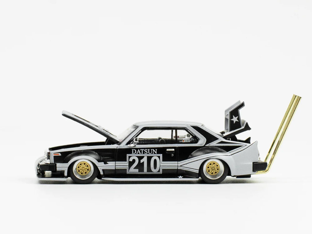 Pop Race 1/64 Nissan Skyline C210 Bosozoku Style Matte Black - Diecast Toyz Australia