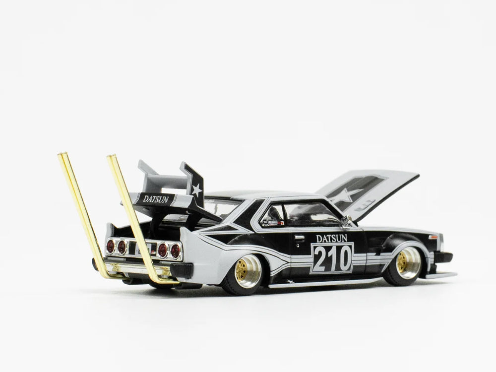 Pop Race 1/64 Nissan Skyline C210 Bosozoku Style Matte Black - Diecast Toyz Australia