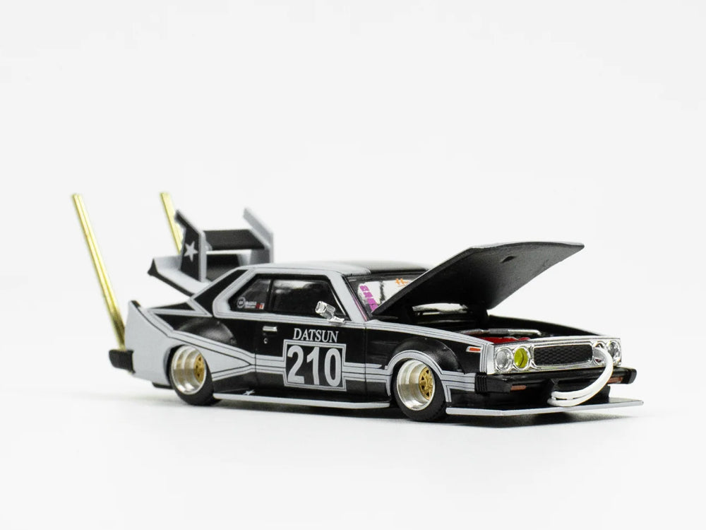 Pop Race 1/64 Nissan Skyline C210 Bosozoku Style Matte Black - Diecast Toyz Australia