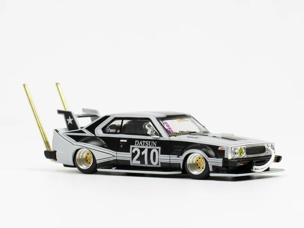 Pop Race 1/64 Nissan Skyline C210 Bosozoku Style Matte Black - Diecast Toyz Australia
