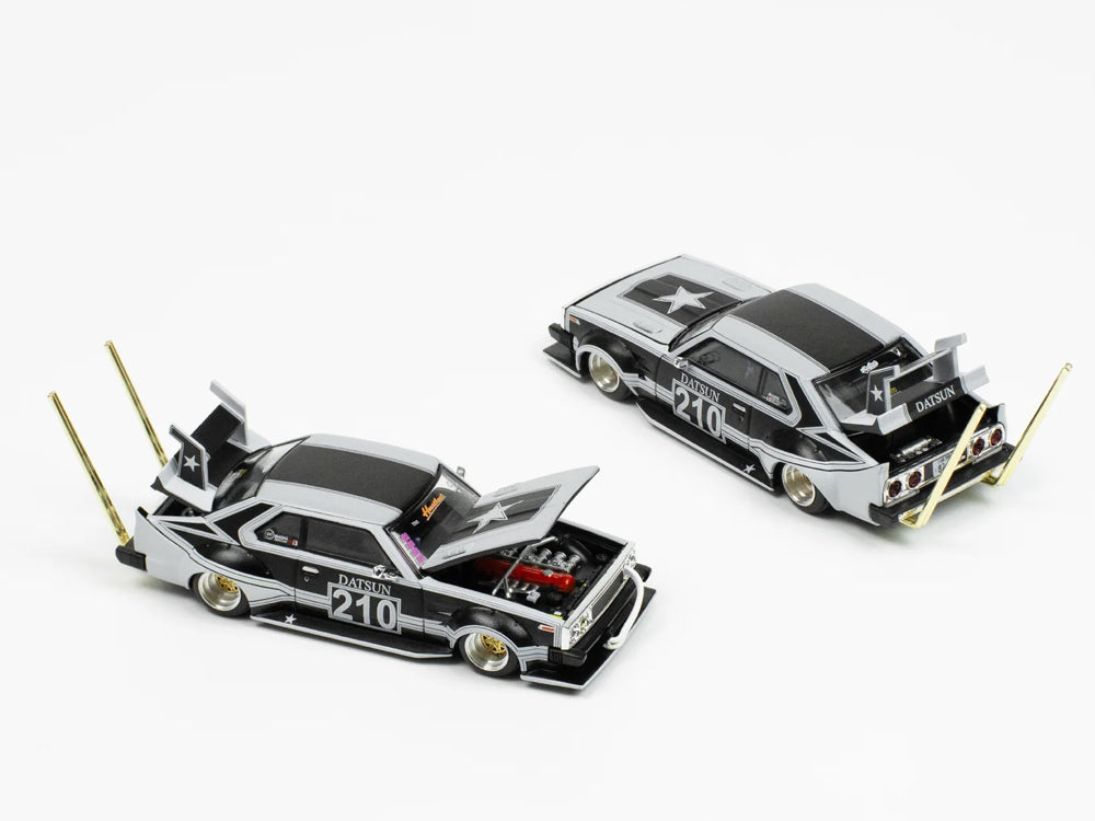 Pop Race 1/64 Nissan Skyline C210 Bosozoku Style Matte Black - Diecast Toyz Australia