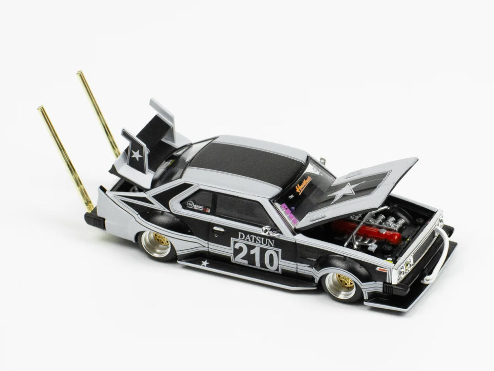 Pop Race 1/64 Nissan Skyline C210 Bosozoku Style Matte Black - Diecast Toyz Australia