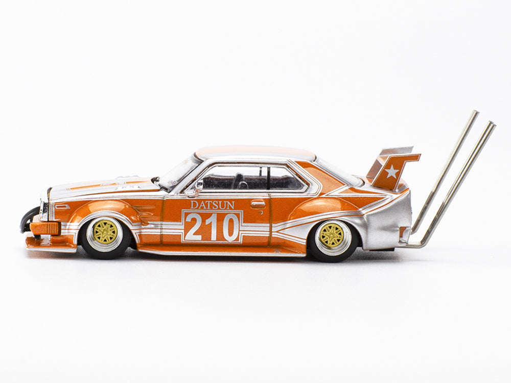 Pop Race 1/64 Nissan Skyline C210 Kaido Racer Bosozoku Style Orange/Silver - Diecast Toyz Australia