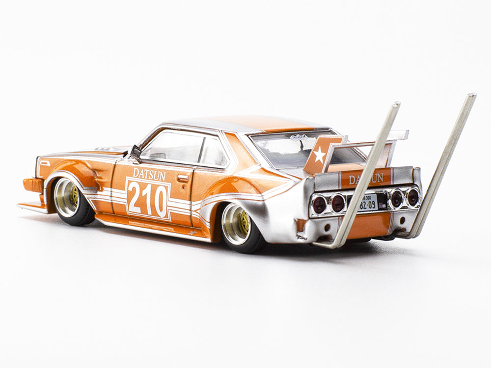 Pop Race 1/64 Nissan Skyline C210 Kaido Racer Bosozoku Style Orange/Silver - Diecast Toyz Australia