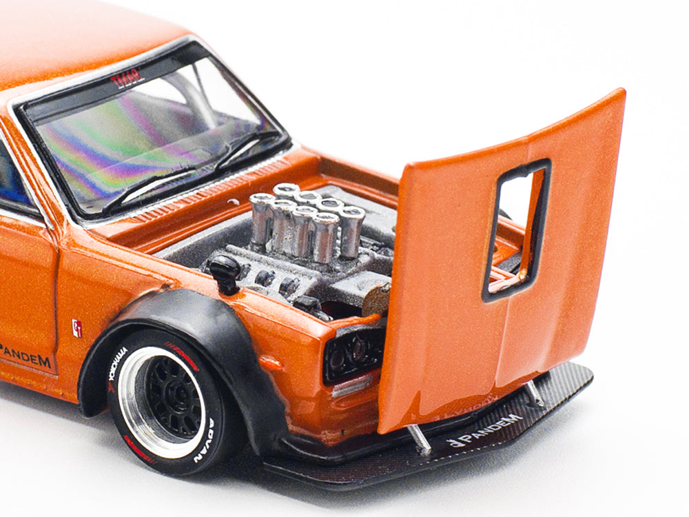 Pop Race 1/64 Nissan Skyline GT-R V8 Drift Hakosuka Orange - Diecast Toyz Australia