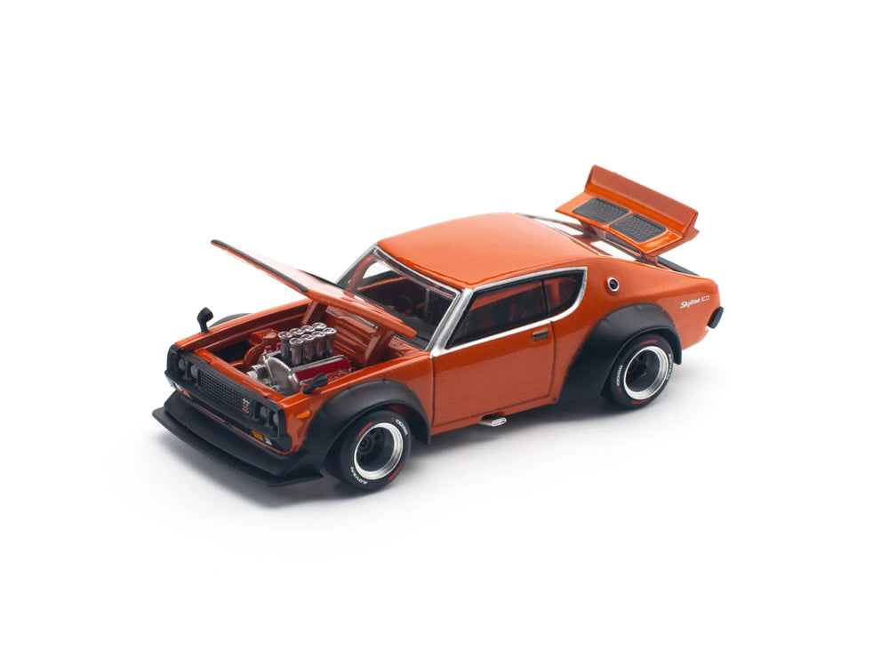 Pop Race 1/64 Nissan Skyline GT-R Kenmeri V8 Drift Modified Orange