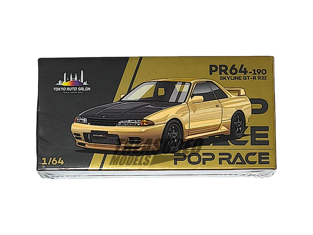 Pop Race 1/64 Nissan Skyline GTR R32 Chrome Gold TASKL25 Event Edition