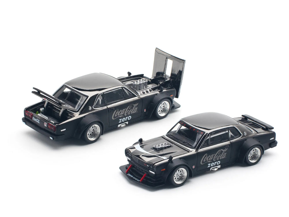 Pop Race 1/64 Nissan Skyline GT-R V8 Drift Hakosuka Coca Cola Zero Black Chrome