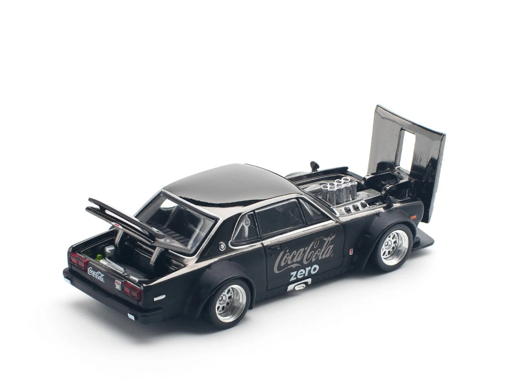 Pop Race 1/64 Nissan Skyline GT-R V8 Drift Hakosuka Coca Cola Zero Black Chrome
