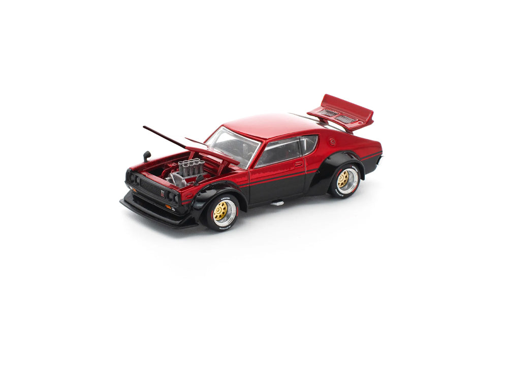 Pop Race 1/64 Nissan Skyline KPGC110 Kenmeri Red/Black