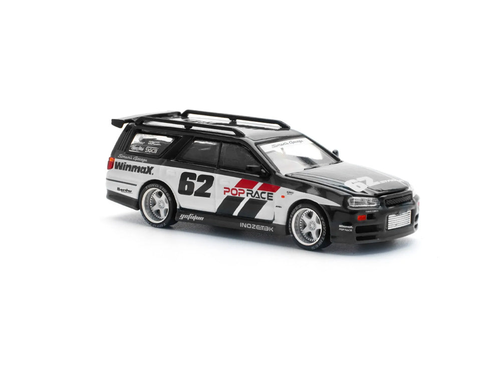 Pop Race 1/64 Nissan Stagea Simon's Garage #62 Black