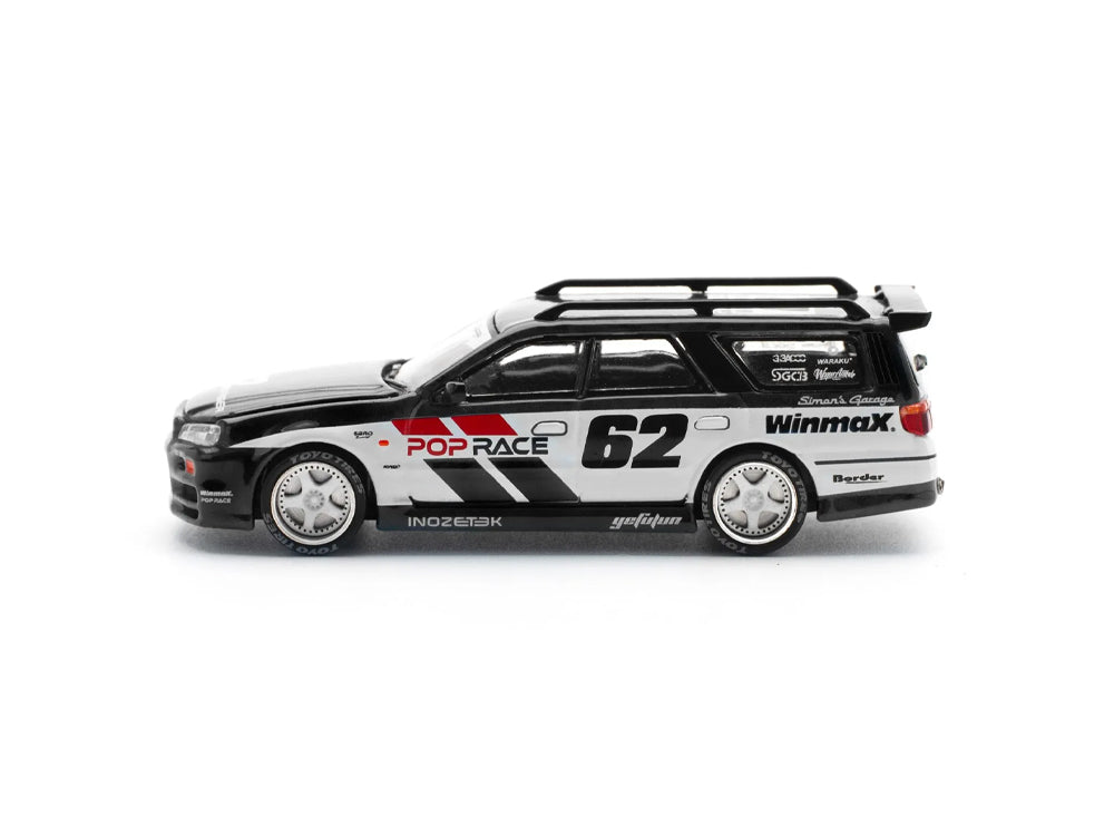 Pop Race 1/64 Nissan Stagea Simon's Garage #62 Black