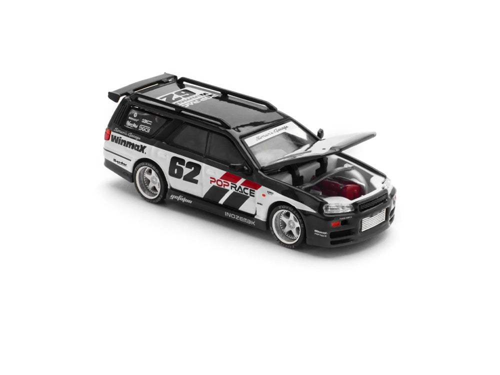 Pop Race 1/64 Nissan Stagea Simon's Garage #62 Black