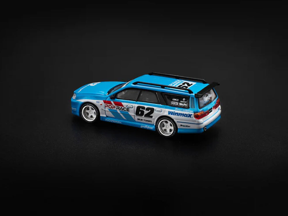 Pop Race 1/64 Nissan Stagea with R34 GTR Skyline Front Simon's Garage #62
