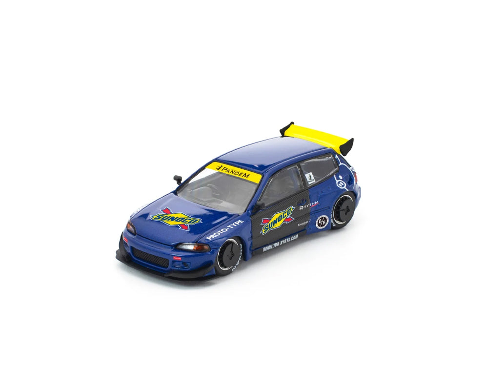 Pop Race 1/64 Pandem Honda Civic EG6 Blue/Black