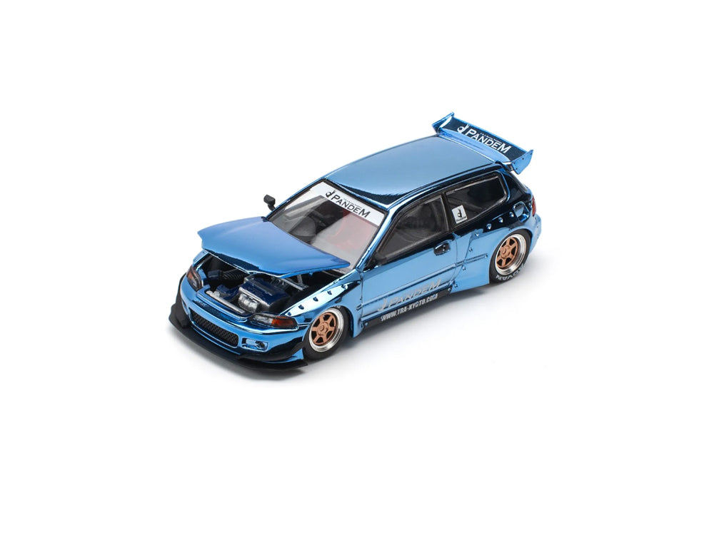 Pop Race 1/64 Pandem Honda Civic EG6 Blue Chrome