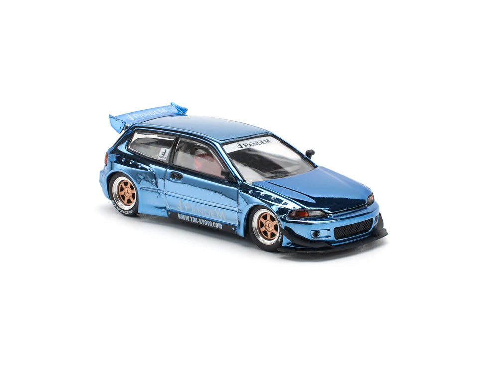 Pop Race 1/64 Pandem Honda Civic EG6 Blue Chrome