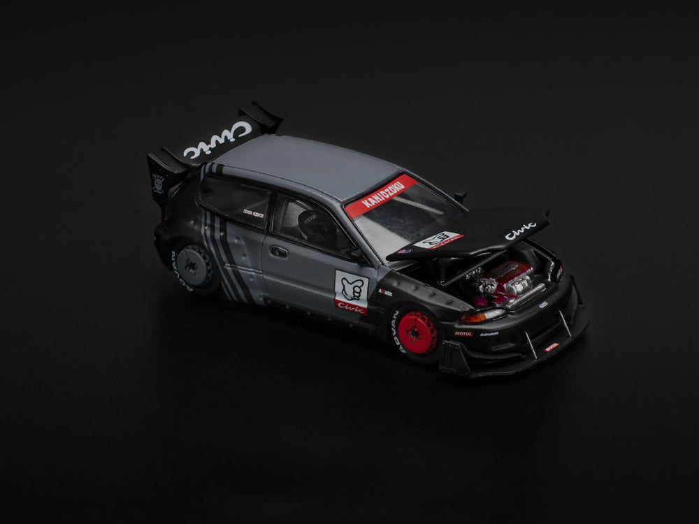 Pop Race 1/64 Pandem Honda Civic EG6 KANJOZOKU Grey
