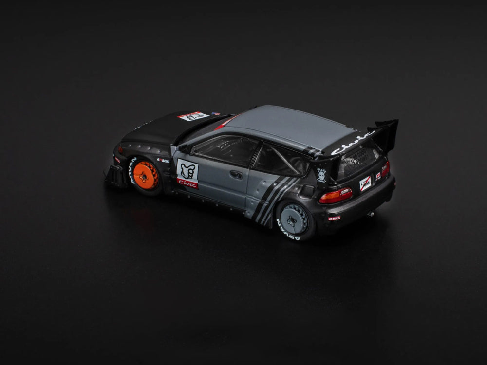 Pop Race 1/64 Pandem Honda Civic EG6 KANJOZOKU Grey