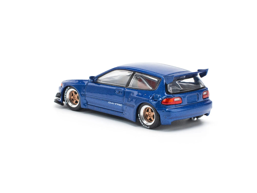 Pop Race 1/64 Pandem Honda Civic EG6 Metallic Blue with Opening Hood