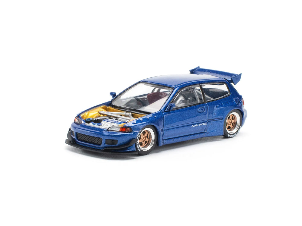Pop Race 1/64 Pandem Honda Civic EG6 Metallic Blue with Opening Hood