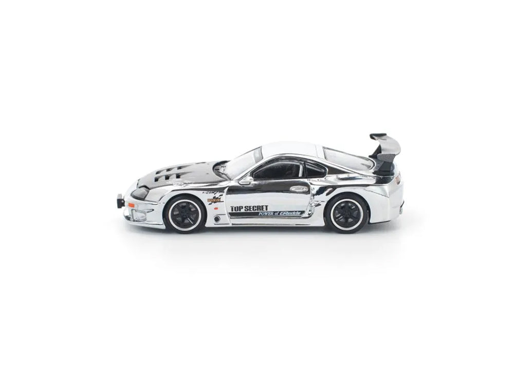 Pop Race 1/64 Toyota Supra JZA80 GT300 Top Secret Chrome Silver