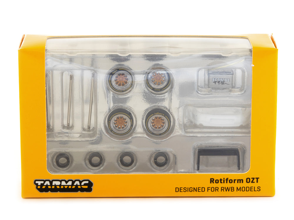 Tarmac Works 1/64 Accessories Set for RWB - Rotiform OZT Chrome/ Orange - Diecast Toyz Australia