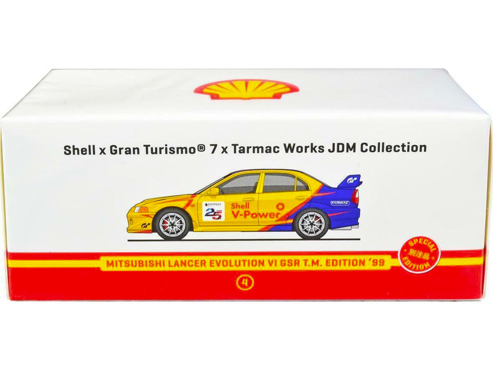 Tarmac Works 1/64 Mitsubishi Lancer Evolution VI GSR TM Edition Shell Livery - Diecast Toyz Australia