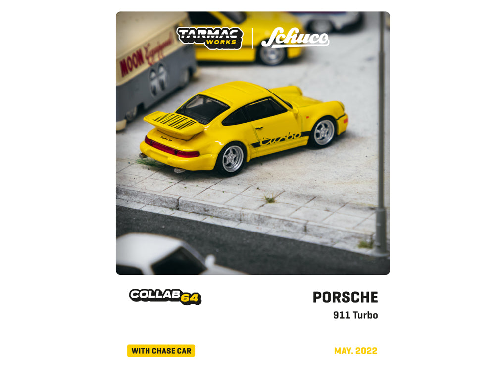 Tarmac Works x Schuco 1/64 Porsche 911 Turbo Yellow - Chase Version - Diecast Toyz Australia