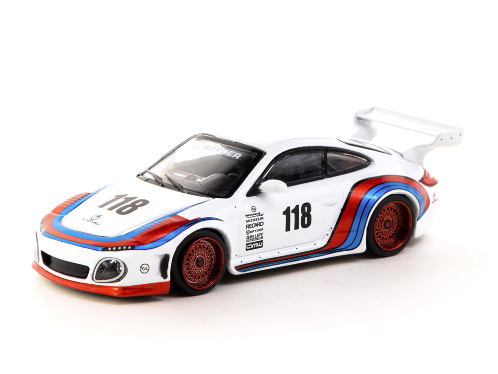 Tarmac Works 1/64 Porsche Old & New 997 Martini White - Diecast Toyz Australia