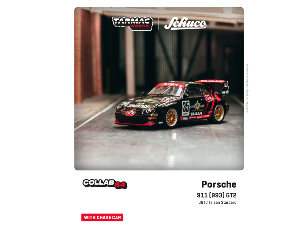 Tarmac Works x Schuco 1/64 Porsche 911 GT2 (993) JGTC Taisan Starcard #35 - Diecast Toyz Australia