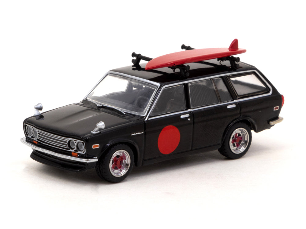 Tarmac Works 1/64 Datsun Bluebird 510 Wagon with Surfboard Black - Diecast Toyz Australia