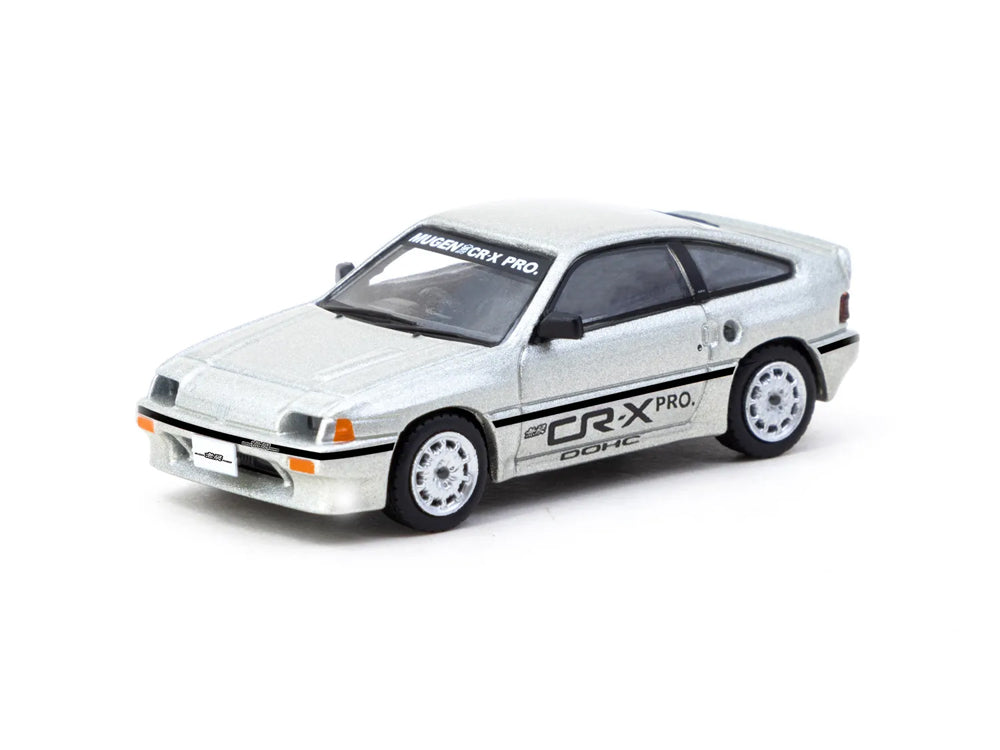 Tarmac Works 1/64 Honda Ballade Sports Mugen CR-X Pro Silver with Trading Cards Combo Set