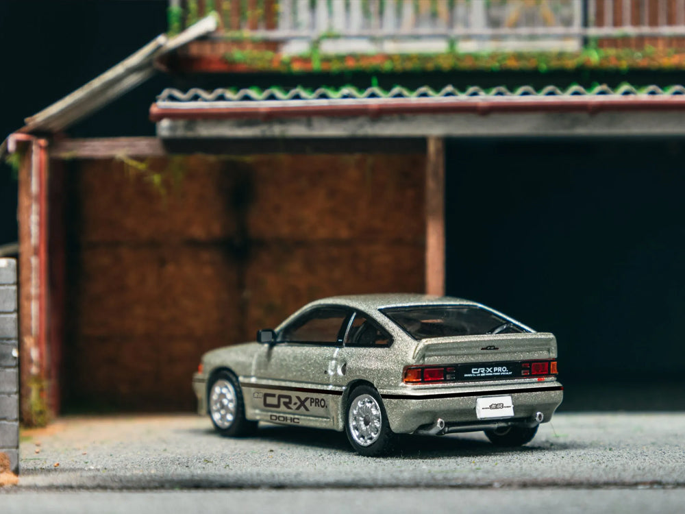 Tarmac Works 1/64 Honda Ballade Sports Mugen CR-X Pro Silver with Trading Cards Combo Set