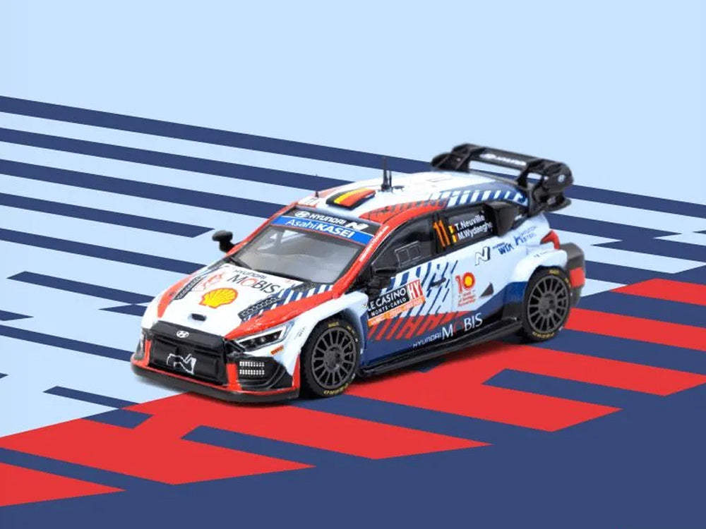 Tarmac Works 1/64 Hyundai i20 Rally1 Hybrid Monte Carlo Winner 2024 - Thierry Neuville / Martijn Wydaeghe