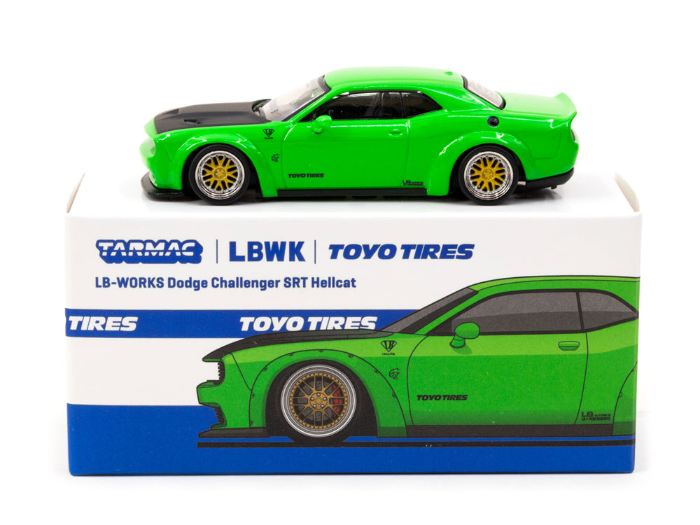 Tarmac Works 1/64 LB Works Dodge Challenger SRT Hellcat Metallic Green - Diecast Toyz Australia