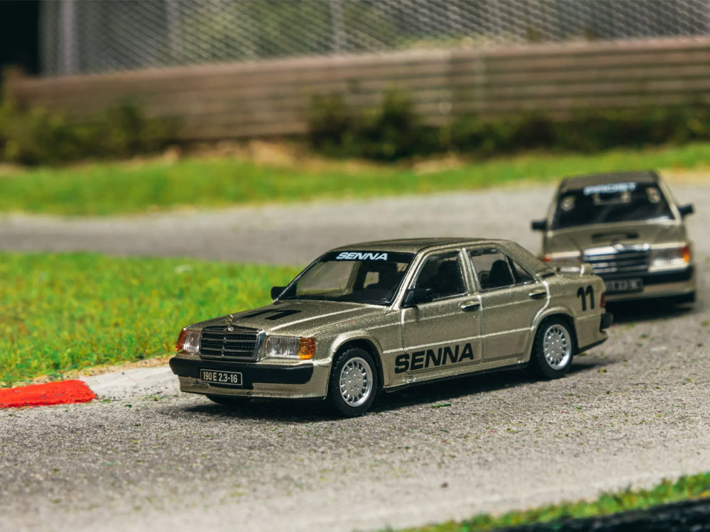 Tarmac Works 1/64 Mercedes 190E 2.3-16 Race of Champion 1984 Ayrton Senna Silver