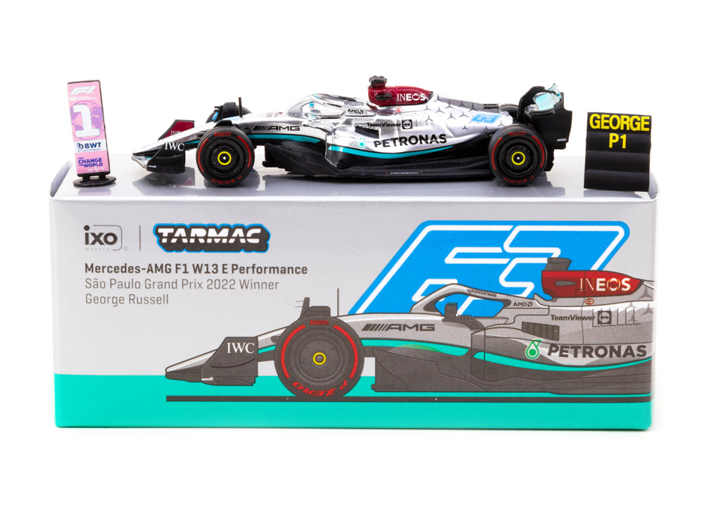 Tarmac Works 1/64 Mercedes AMG F1 W13 E Performance Sao Paulo Grand Prix Winner 2022 George Russell - Diecast Toyz Australia