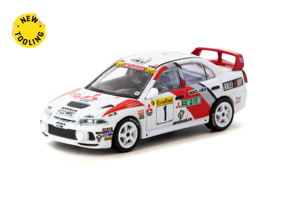Tarmac Works 1/64 Mitsubishi Lancer GSR Evolution IV Rallye Monte Carlo 1997 - Tommi Makinen/Seppo Harjanne