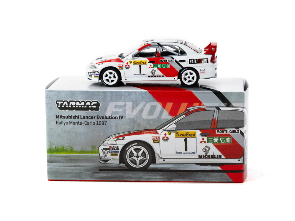 Tarmac Works 1/64 Mitsubishi Lancer GSR Evolution IV Rallye Monte Carlo 1997 - Tommi Makinen/Seppo Harjanne