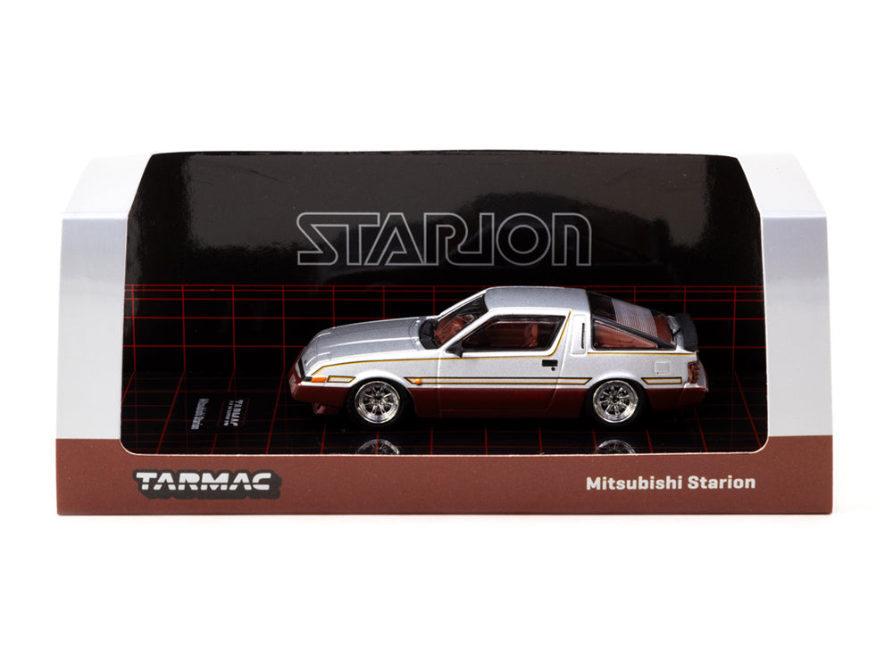 Tarmac Works 1/64 Mitsubishi Starion Silver/Dark Red - Diecast Toyz Australia