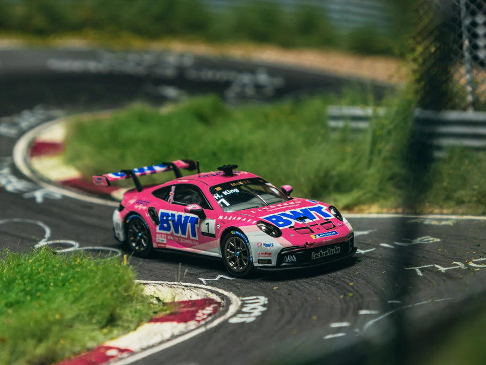 Tarmac Works 1/64 Porsche 911-992 GT3 Cup Mobil 1 Supercup 2024 Harry King Pink