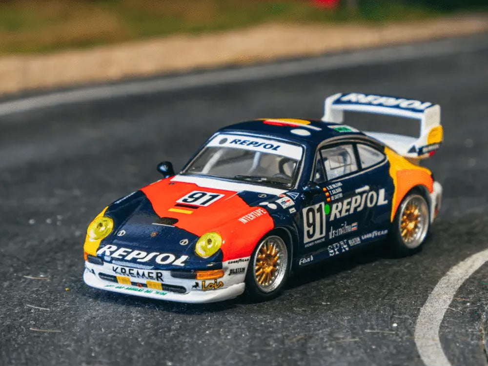 Tarmac Works 1/64 Porsche 911 GT2 24hr Le Mans 1995 #91 Repsol Livery
