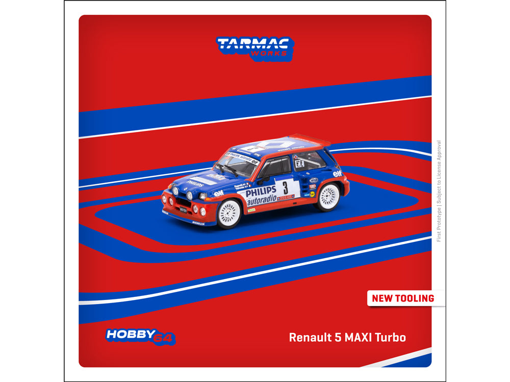 Tarmac Works 1/64 Renault 5 MAXI Turbo De Corse Rally De France 1985 Winner - Jean Ragnotti / Pierre Thimonier - Diecast Toyz Australia