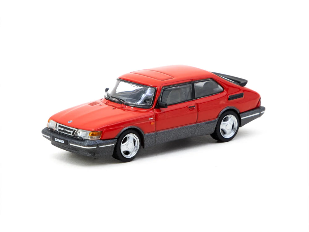 Tarmac Works 1/64 Saab 900 Turbo Red with Trading Card Combo Set