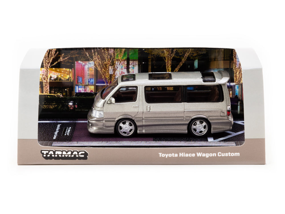 Tarmac Works 1/64 Toyota Hiace Wagon Custom Silver/Brown - Diecast Toyz Australia