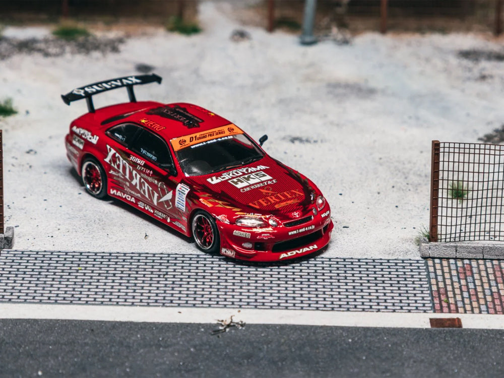 Tarmac Works 1/64 Vertex Ridge TE3006 Soarer Red with Trading Cards Combo Set - Diecast Toyz Australia