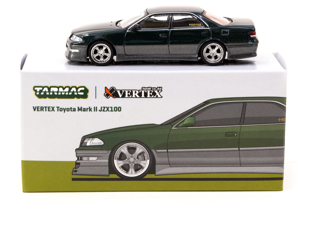 Tarmac Works 1/64 Vertex Toyota Chaser JZX100 Mark II Dark Green Metallic - Diecast Toyz Australia